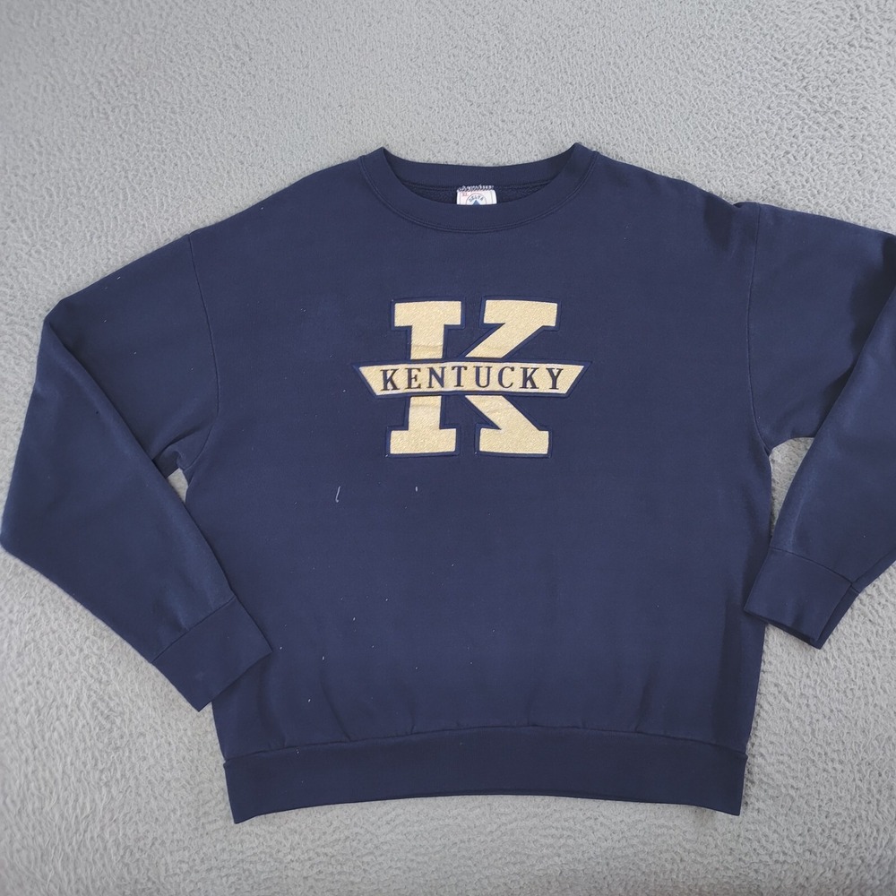 VINTAGE Kentucky Wildcats Sweatshirt Mens XL Navy Blue Delta Pullover Paint